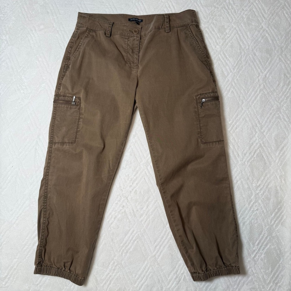 Utility Safari Eileen Fisher Cargo Pants Womens S Brown Tencel Stretch Jogger